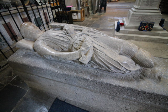 Pershore abbey Worcestershire crusader knight tomb stone carving