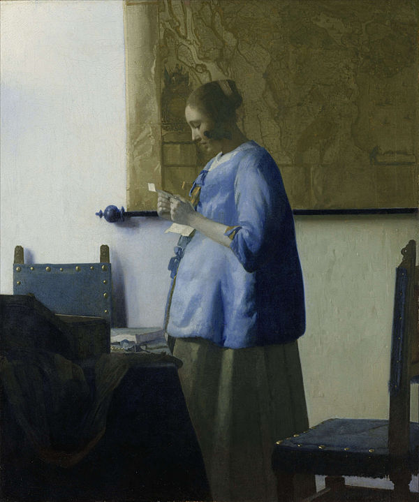Johannes Vermeer, Girl in Blue reading a letter, rijksmuseum, Amsterdam, Semper gallery, Dresden