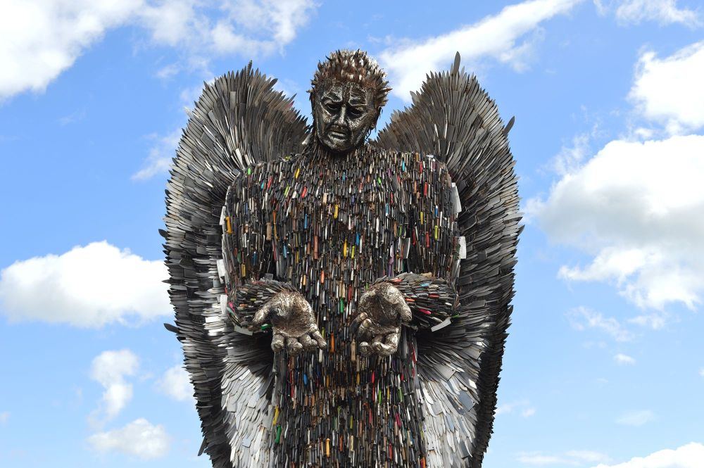 Alfie Bradley, The Knife Angel, 2018, steel sculpture, 8.2m, British Ironworks Centre, Oswestry, U.K., Hereford, Coventry, Chelmsford, Telford