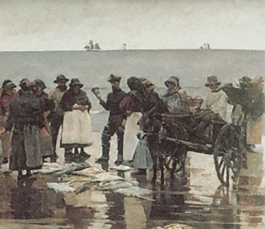Stanhope Forbes, A Fish Sale on a Cornish Beach, 1884-5 (detail), Newlyn, Plymouth
