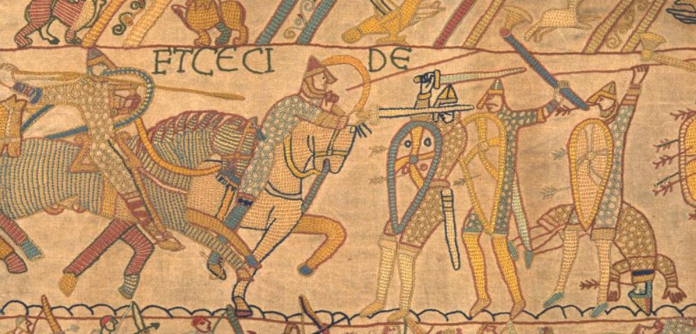 Copy of The Bayeux Tapestry, 1885, embroidered wool on linen, Reading Museum.