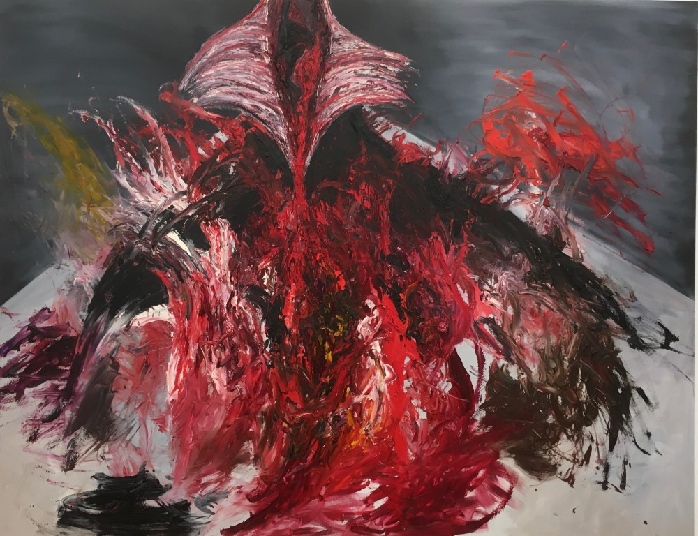 Anish Kapoor, Red Within Her, 2020, oil on canvas, 213cm x 274cm. Modern Art Oxford.