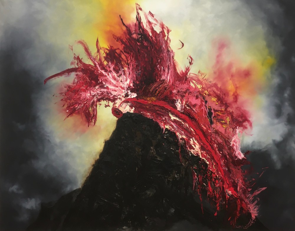 Anish Kapoor, The world trembles when I retrieve from my ancient past what I need to live in the depths of Myself, 2020, oil on canvas, 244 cm x 305cm. Modern Art Oxford