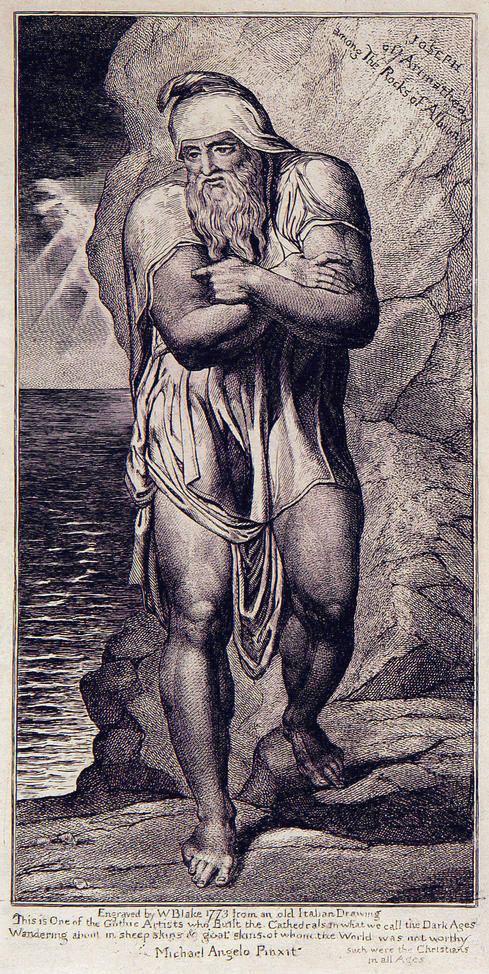 William Blake, Joseph of Arimathea and the Rocks of Albion, 1810, etching, British Museum.