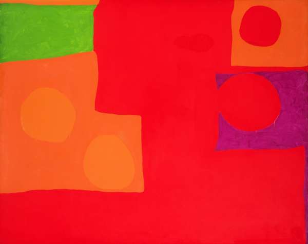 Patrick Heron, Two Vermillions, Green and Purple in Red, 1965, acrylic on canvas, 123cm x 153cm, Royal Albert Memorial Museum and Art Gallery, Exeter.
