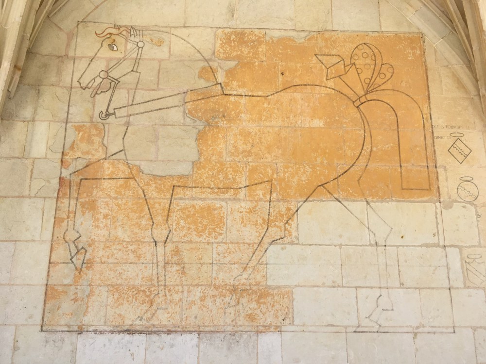 Georg Etti, The Horse of Oiron, 1992, charcoal and colour wash on masonry.