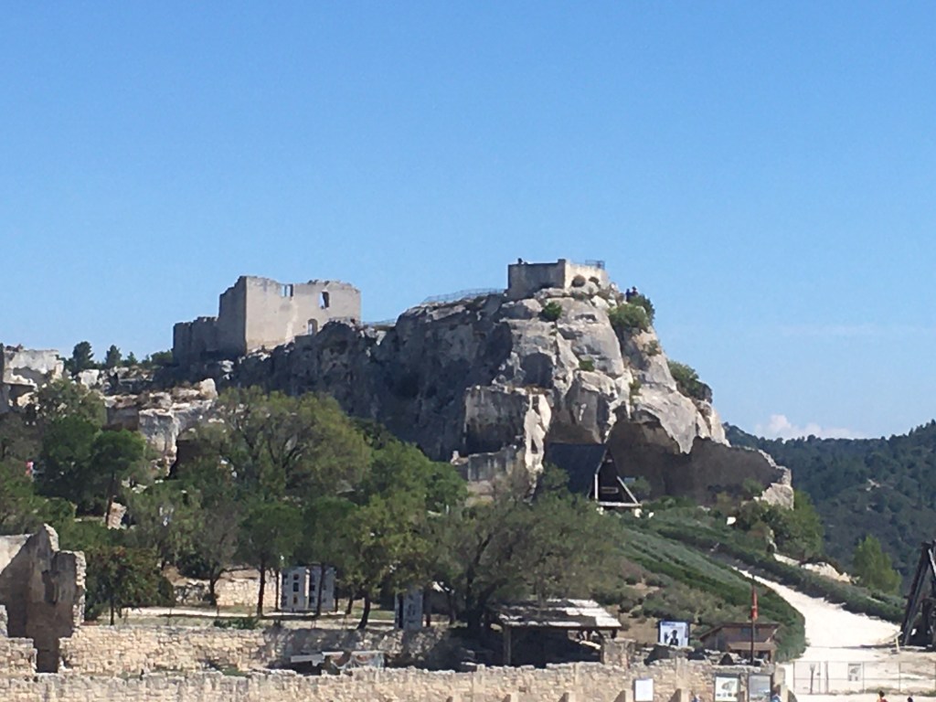 Eleventh century at Les Baux de Provence, France (destroyed 1631), enhanced view.