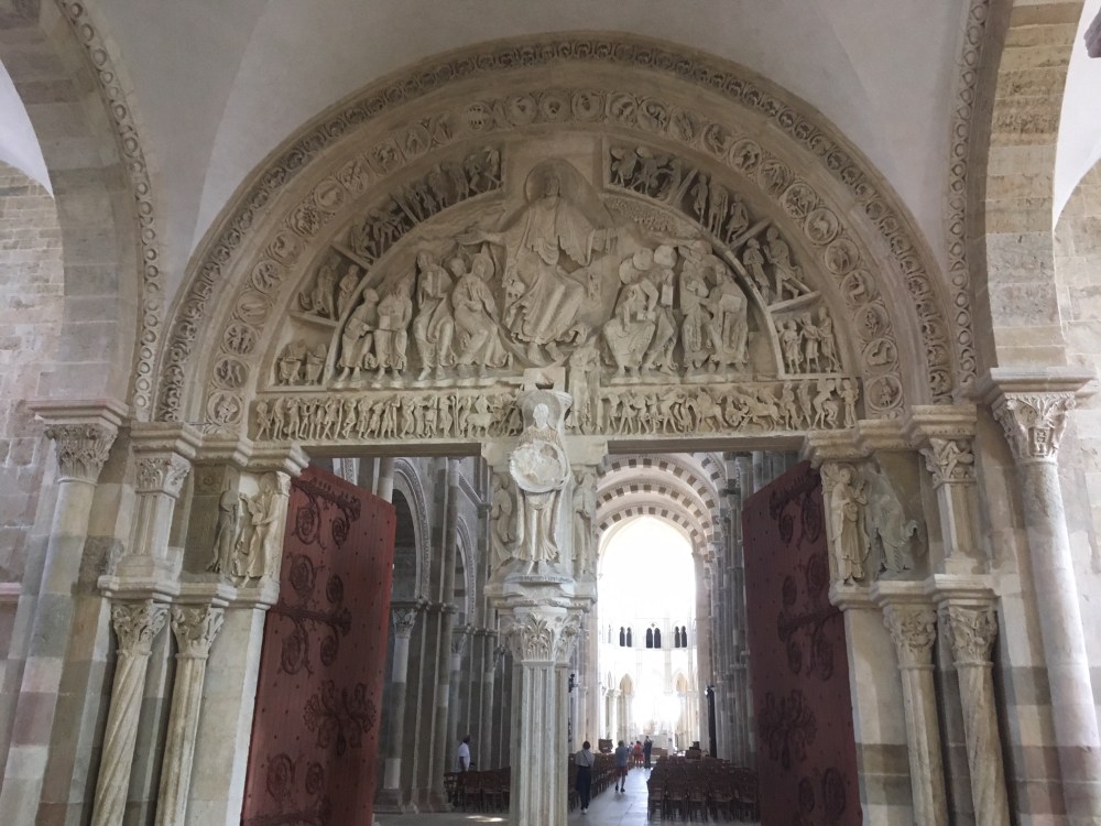 The Basilca La Madeleine, Vézelay, France, 1120 - 1150, The Narthex portal and tympanum.