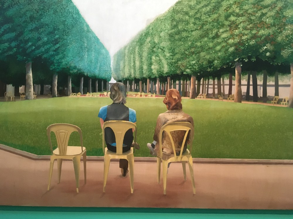 David Hockney, Les Parc de Sources, Vichy, 1970, acrylic on canvas, private collection (on display at Fitzwilliam Museum, Cambridge. Hockneys Eye.