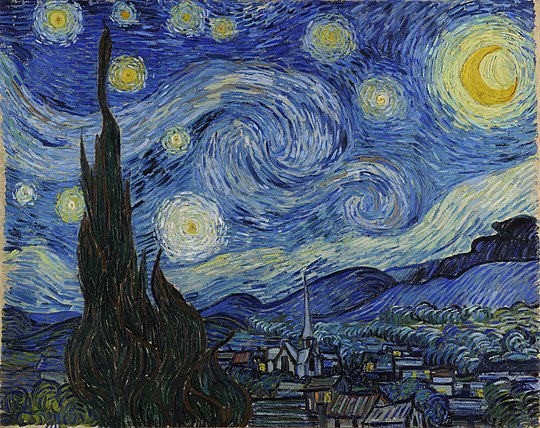 Vincent Van Gogh, The Starry Night, 1889, oil on canvas, 73cm x 92cm, Museum of Modern Art, New York.