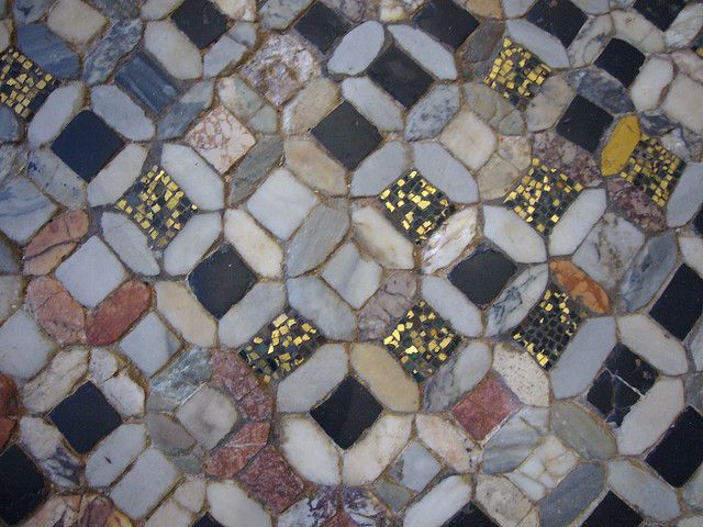 Torcello Cathedral, Venice, the pavement floor of the Basilica Santa Maria Assunta, 13th century marble mosaic