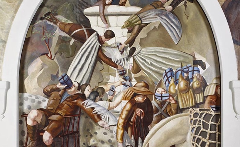 Sir Stanley Spencer, Filling Water Bottles, Sandham Memorial Chapel, 1927-32, Burghclere, UK.