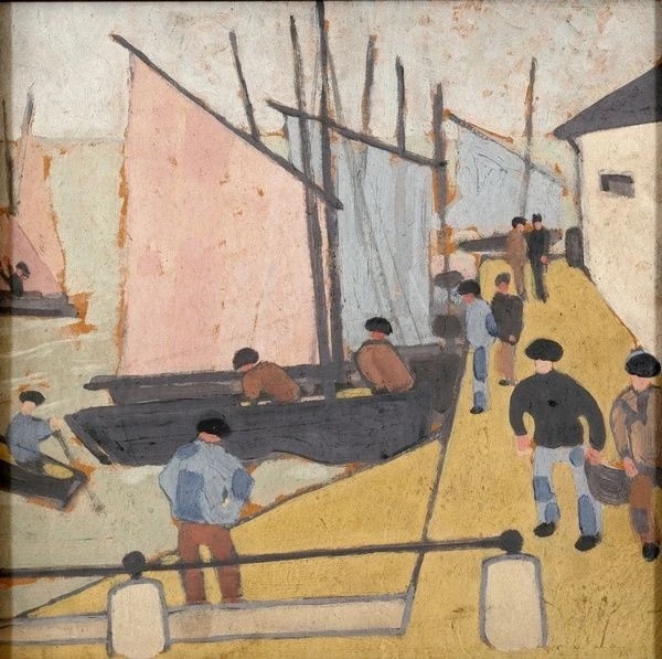 Jean-Émile Laboureur, The Arrival of the Fishes, 1914, oil on cardboard, 30cm x 30cm, Museum of Fine Art, Nantes, France.