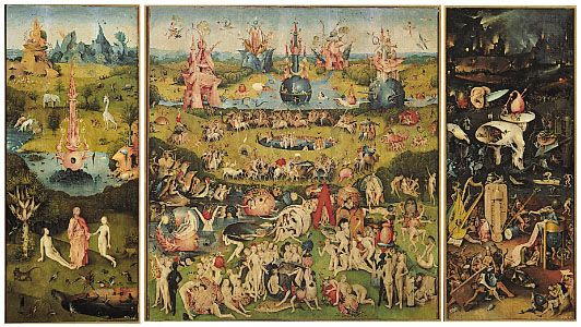Hiëronymus Bosch, The Garden of Earthly Delights, 1490-1510, oil on oak panels, 206cm x 385cm, Museo del Prado, Madrid.