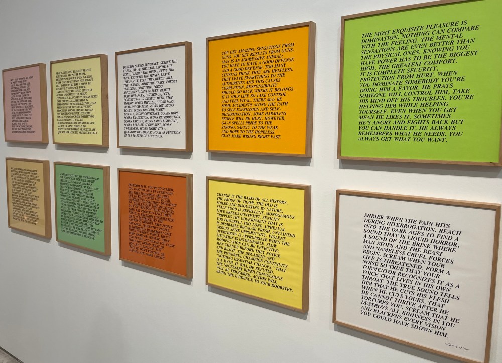 Jenny Holzer, Inflammatory Essays, 1979 - 1982, offset lithographs (ten) on coloured paper, Contemporary Museum of Art, Alicante, Spain.