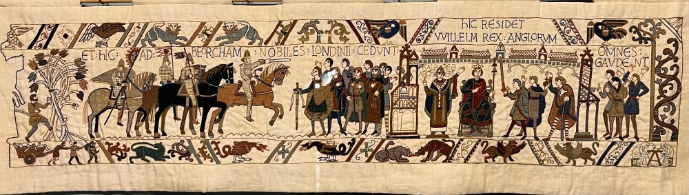 Jan Messant, the Bayeux Tapestry - the last six feet (copy), embroidery on linen, 2019, Reading Museum.
