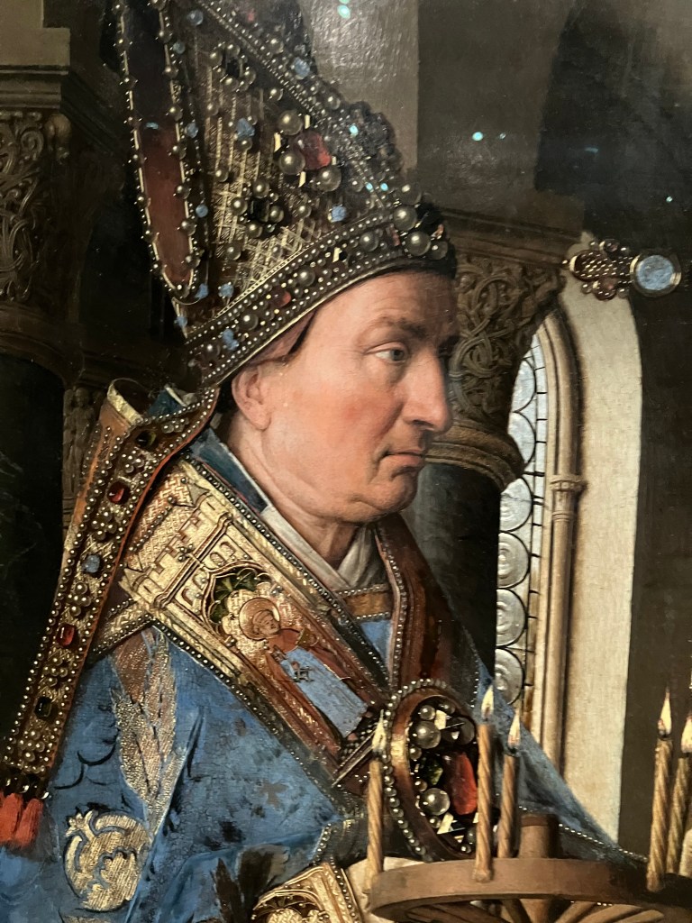 Jan Van Eyk, The Madonna with Canon Joris van der Paele (detail), 1436, oil on board, 112cm x 157cm, The Groeningemuseum, Bruges.