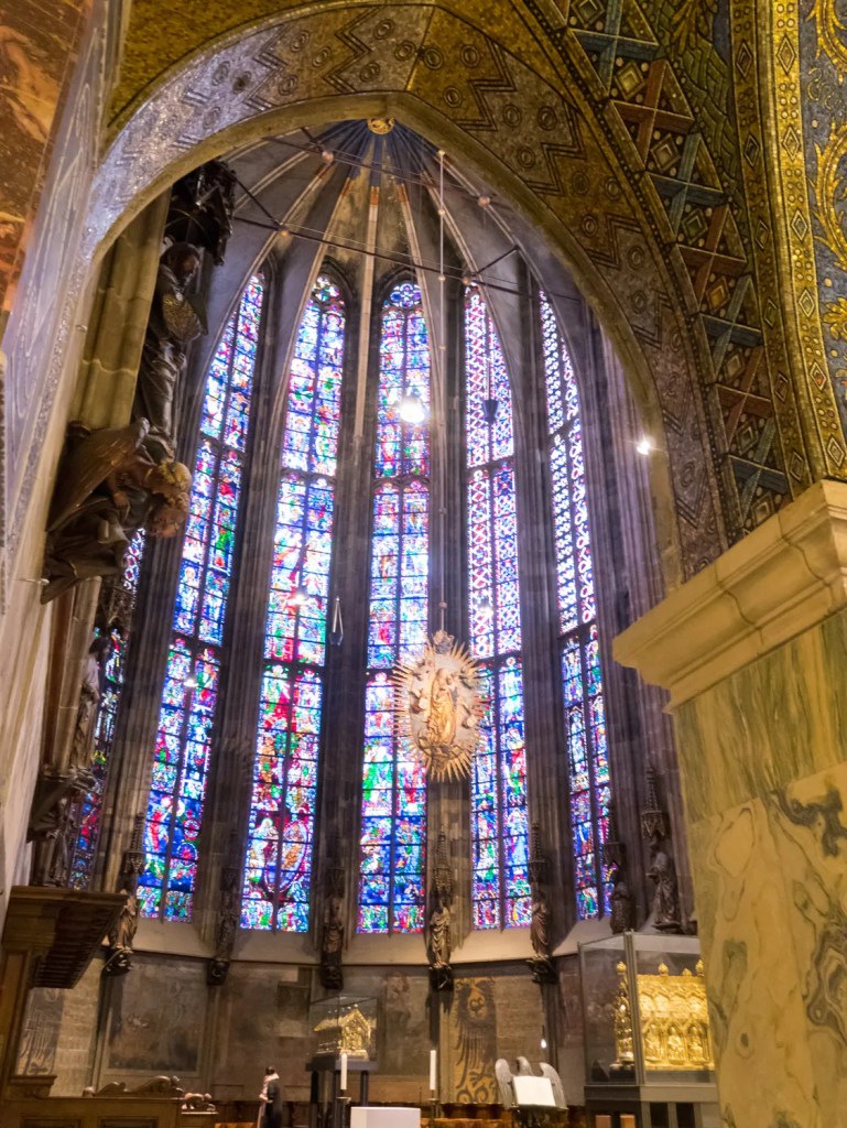 Stained Glass in the Choir of Aachen Cathedral, 1355-1415, Aachen Germany.