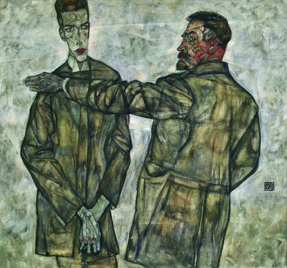Elon Schiele, Double Portrait of Heinrich and Otto, Benesch, 1913, oil on canvas, 121cm x 130cm, Lentos Art Museum, Linz.