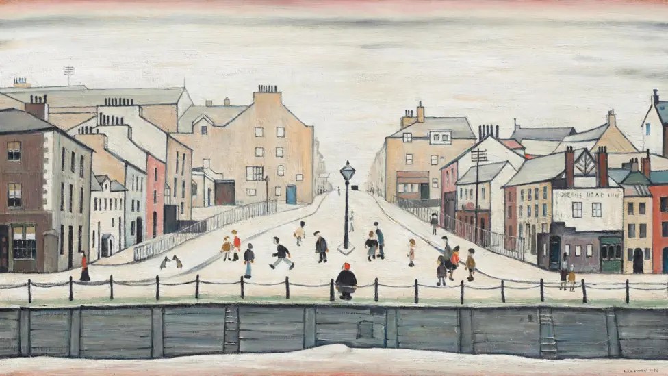 L. S. Lowry, Senhouse Street, Maryport, 1955, oil on canvas, 52cm x 92cm,