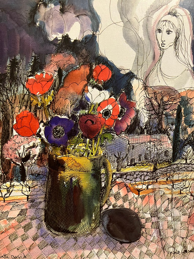 Lydia Corbett, Sylvette David, Sylvette’s Memories, 2002, watercolour and Indian ink, 50cm x 40cm, Private Collection