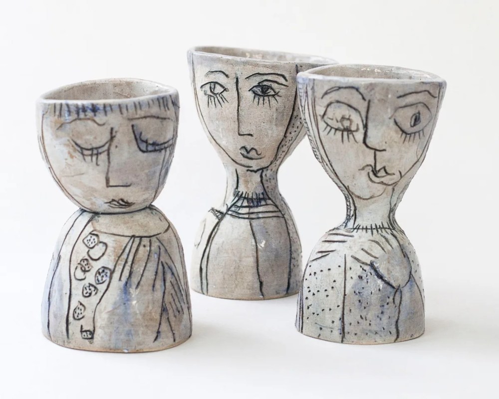 Lydia Corbett and Alice Corbett, The Three Graces, stoneware ceramics, 13-14cm.