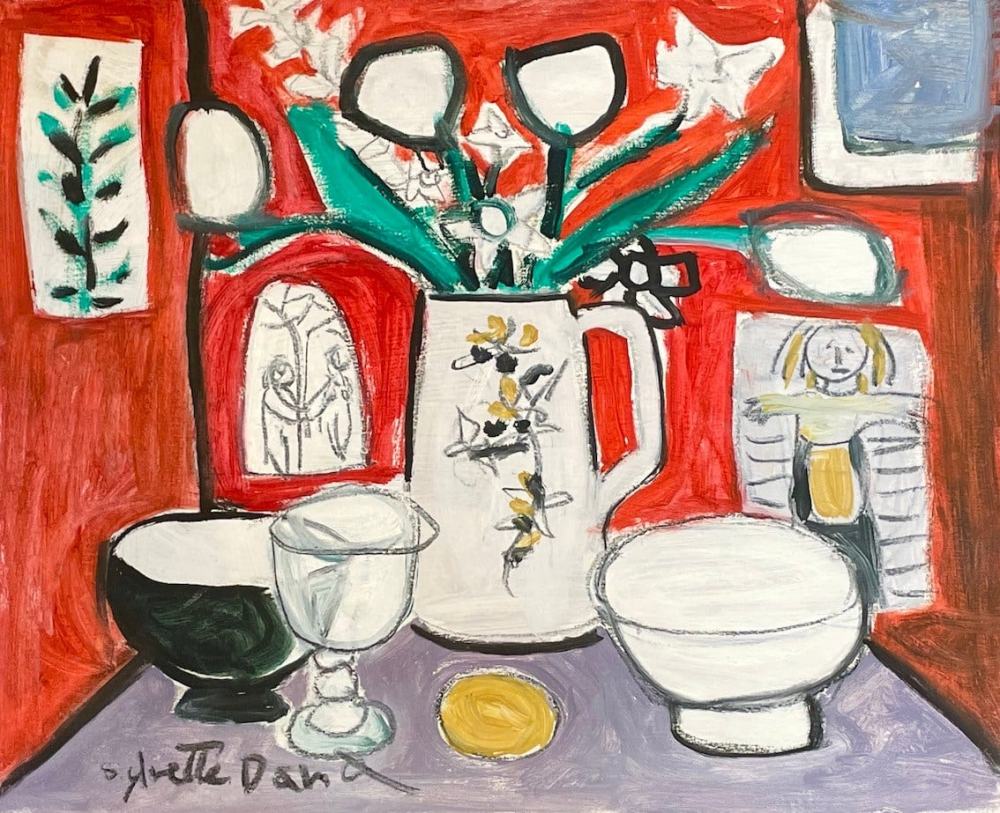 Lydia Corbett, Red Kitchen Still Life, oil on panel, 46cm x 55cm.