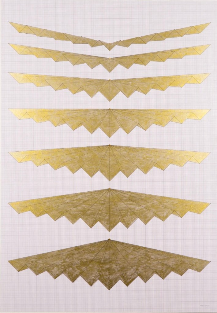 Toni Davey, Icarus, 2016, ink on dry mounted graph paper, 98cm x 70cm.