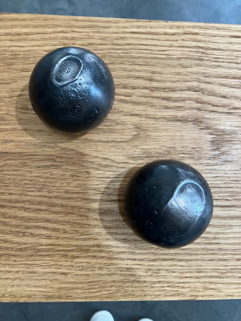 James L. Hayes, The Score, cast iron bowls with fingerprints, GOMA, Waterford, 2025