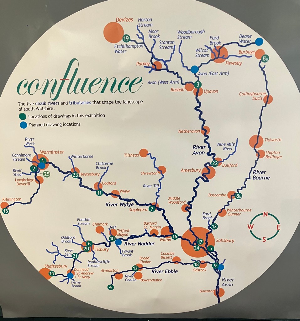 Locations of images, Nick Andrews, Confluence, lSeptember 2025, Fisherton Mill, Salisbury.