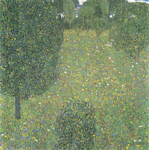 Gustav Klimt, Blooming Meadow, 1906, oil on canvas, 110cm x 110 cm, Private Collection.