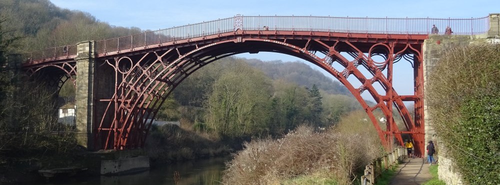 Ironbridge, 1781, cast iron trusses, Ironbridge Gorge, Shropshire, UK.