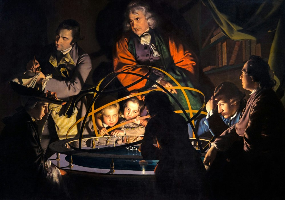 Joseph Wright of Derby, A Philosopher giving that Lecture on the Orrery in which a lamp is put in Place of the Sun, 1766, oil on canvas, 147cm x 203cm, Derby Museum