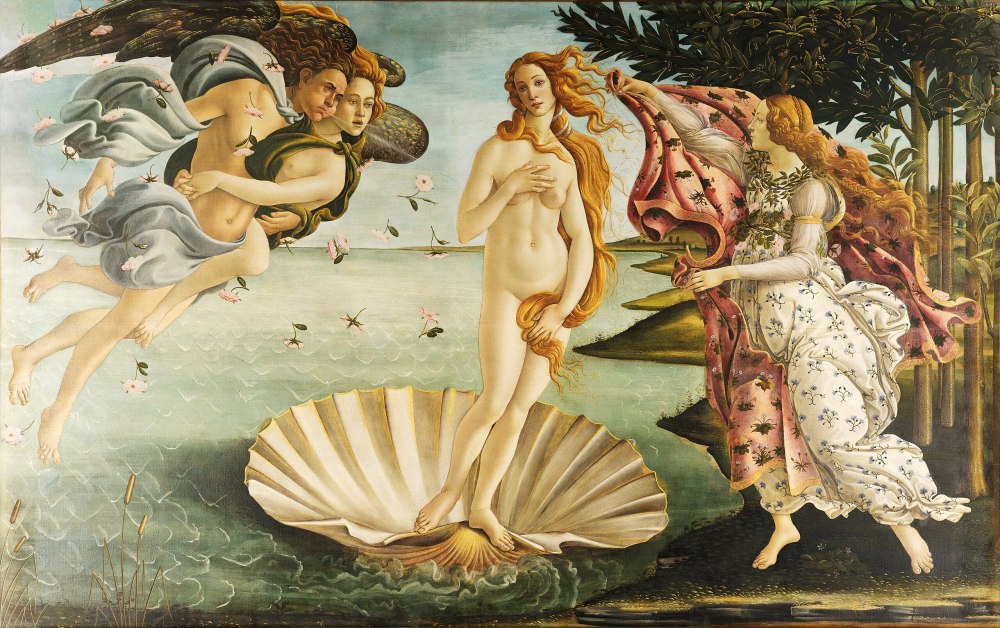 Sandro Botticelli, The Birth of Venus, 1484-86, tempera on canvas, 173cm x 280cm, Uffizi Gallery, Florence.