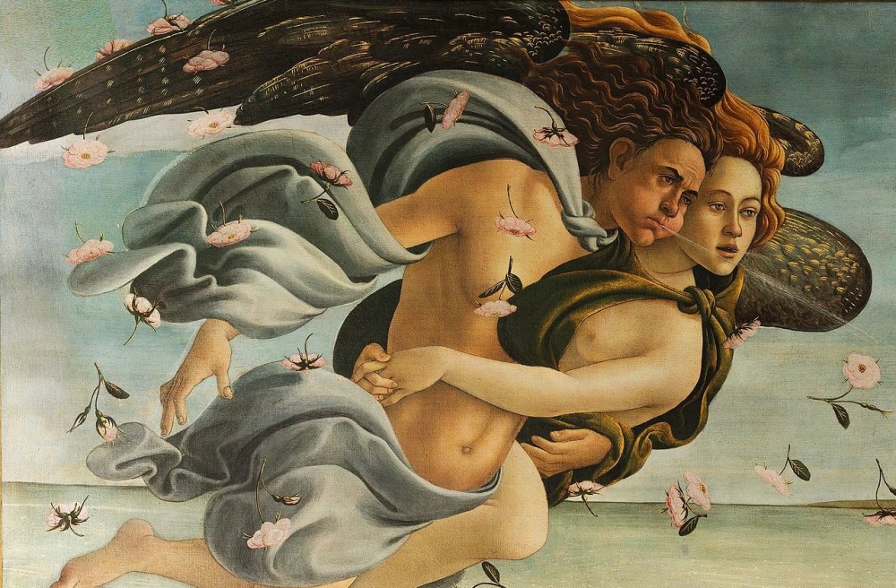 Sandro Botticelli, The Birth of Venus, (detail) 1484-86, tempera on canvas, 173cm x 280cm, Uffizi Gallery, Florence.