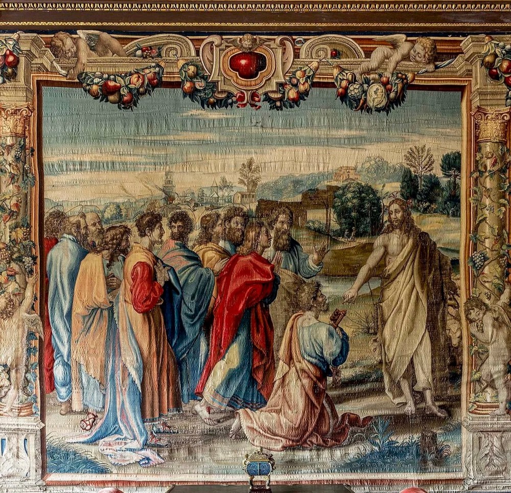 Christ instructing St Peter,The Mortlake Tapestries, Forde Abbey, Somerset.c1650.