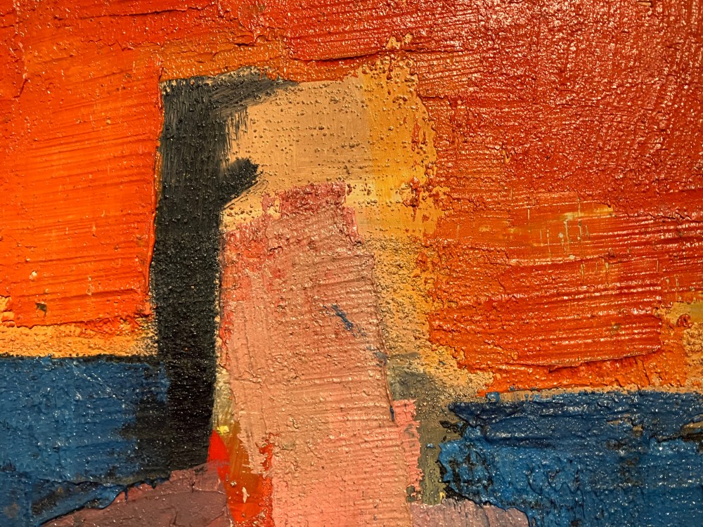 Larry Hams, Figures on a Beach, c1960, (detail), oil on canvas, 45cm x 70cm, Falmouth Art Gallery.