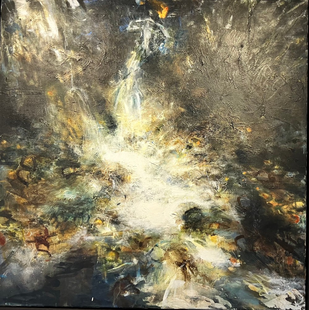 Yasmin David, Untitled (Woodland Stream Series), c2002, oil on board, The Thelma Hulbert Gallery, Honiton.